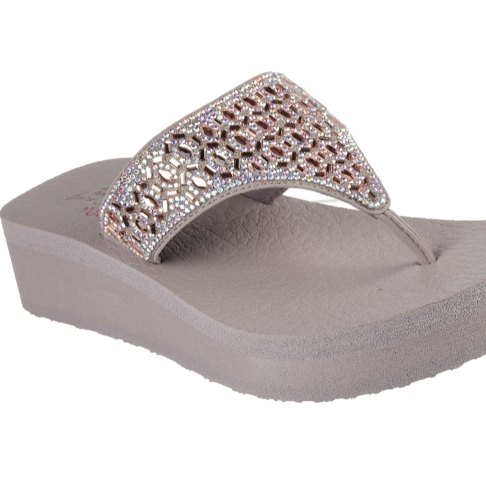 Elegant Pink Embellished Wedge Sandals